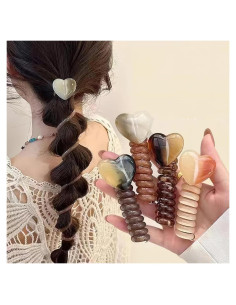 4 Piezas Scrunchies Espirales Corazón Coloridos para Cabello