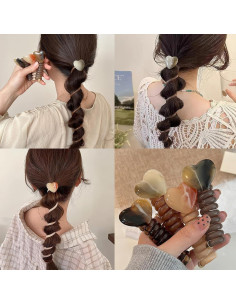 4 Piezas Scrunchies Espirales Corazón Coloridos para Cabello 2