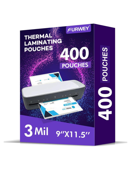 Paquete de 400 Hojas de Laminado FURWEY 3 Mil Transparente