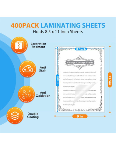 Paquete de 400 Hojas de Laminado FURWEY 3 Mil Transparente