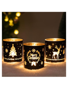Set de 3 Soportes de Velas de Vidrio Larcenciel Navidad