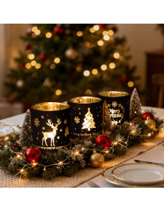 Set de 3 Soportes de Velas de Vidrio Larcenciel Navidad 2