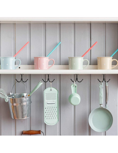 Ganchos de Techo Doble Punta Picowe - 6 Pcs Negro Hierro