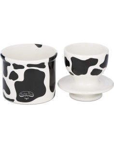 Butter Bell Crock Cerámica Francesa L. Tremain Patrón Vaca 2