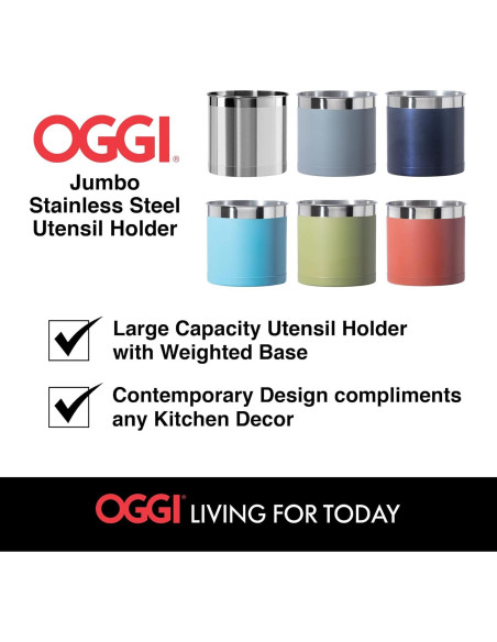Soporte de Utensilios Jumbo Oggi Acero Inoxidable 17.78 cm