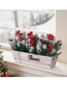 Centro de Mesa Navideño Artificial CANCLEAR con Poinsettias 2