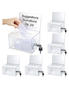 Caja de Donaciones Acrílica Chunful 6 Pcs con Cerradura 36x32x10 cm
