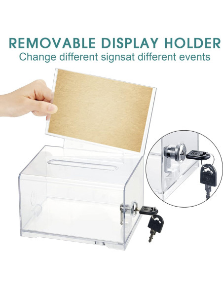 Caja de Donaciones Acrílica Chunful 6 Pcs con Cerradura 36x32x10 cm