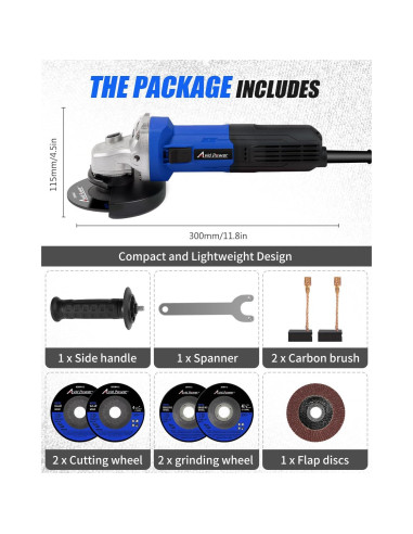 Amoladora Angular AVID POWER 900W 11.43 cm Azul