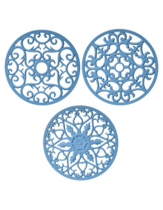 Set de Trivetes de Silicona SPUVGVC 3 Piezas Azul Antideslizante