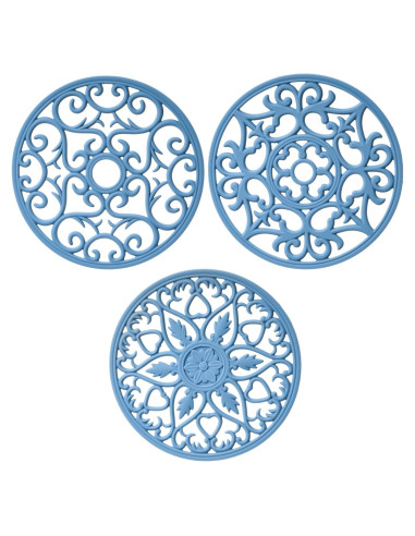 Set de Trivetes de Silicona SPUVGVC 3 Piezas Azul Antideslizante