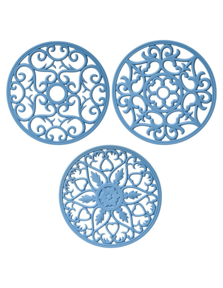 Set de Trivetes de Silicona SPUVGVC 3 Piezas Azul Antideslizante