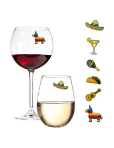 Marcadores Magnéticos para Copas de Vino Encantado Simple - 6 Charms Fiesta