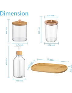 Juego de Accesorios de Baño de Bambú 5 Piezas KIUSOWAYD 2