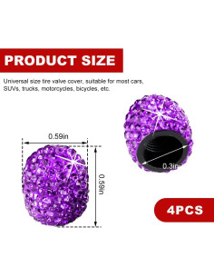 4 Tapas de Válvula de Neumático Brillantes Gasedin Púrpura 2