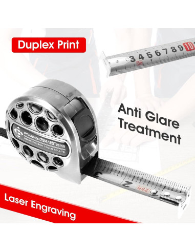 Cinta Métrica Ihvewuo 7.5m Acero Inoxidable Retráctil