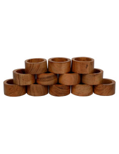 Conjunto de 12 Anillos de Servilleta de Madera Acacia Samhita