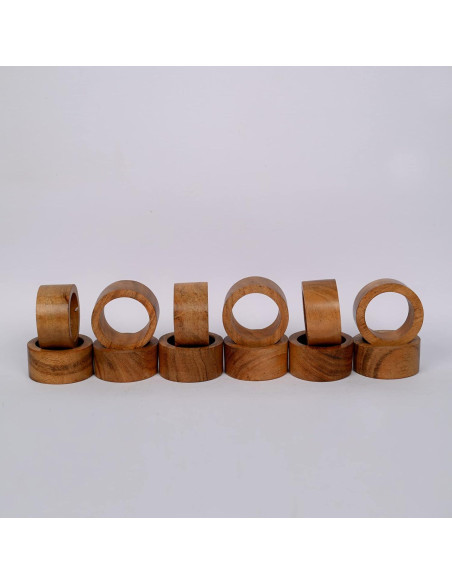 Conjunto de 12 Anillos de Servilleta de Madera Acacia Samhita