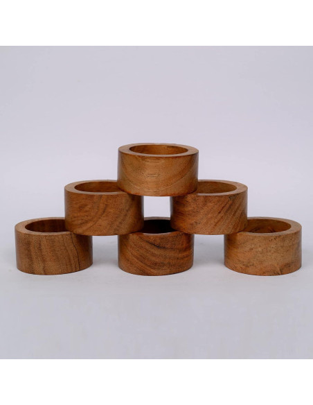 Conjunto de 12 Anillos de Servilleta de Madera Acacia Samhita