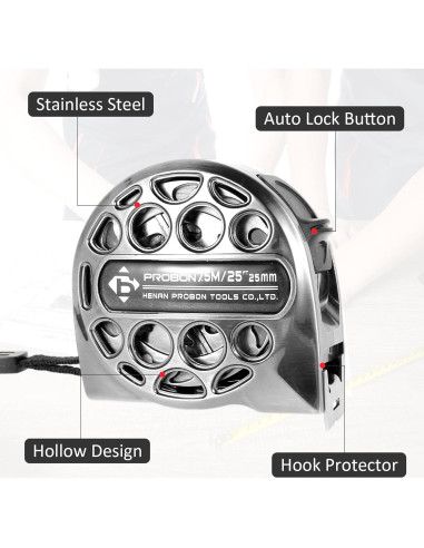 Cinta Métrica Ihvewuo 7.5m Acero Inoxidable Retráctil