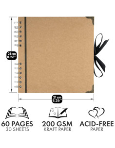 Álbum de Recortes Bstorify 60 Páginas 20.32x20.32cm Marrón 2