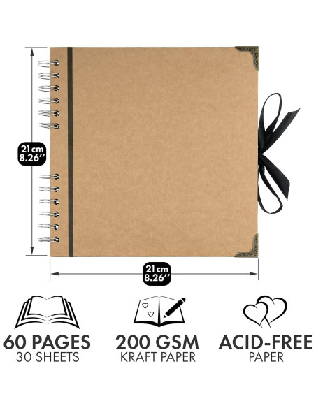 Álbum de Recortes Bstorify 60 Páginas 20.32x20.32cm Marrón