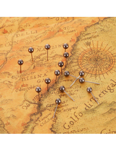 Chinchetas de Mapa EBOOT 400 Piezas Negro Metálico Retro