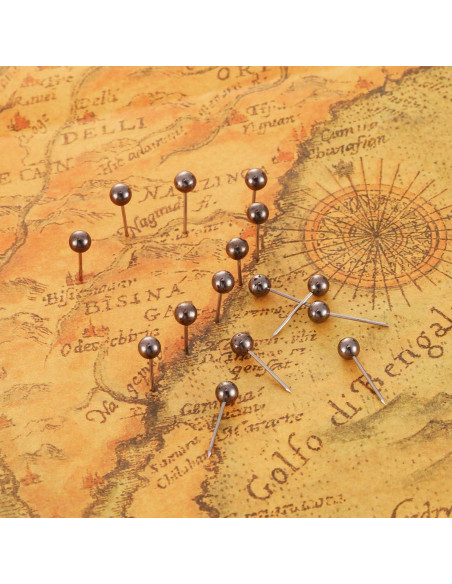 Chinchetas de Mapa EBOOT 400 Piezas Negro Metálico Retro