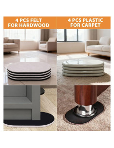 Kit de 8 Deslizadores de Muebles Vanteen - Fieltro y Plástico 2