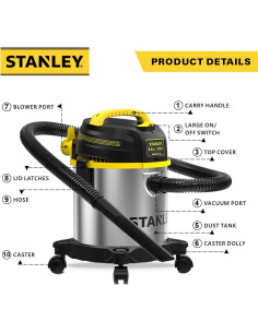 Aspiradora Húmeda y Seca Stanley SL18136 3 Galones 4 HP 2