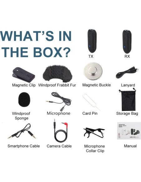 Micrófono Lavalier Inalámbrico LENSGO 318C UHF 20 Canales