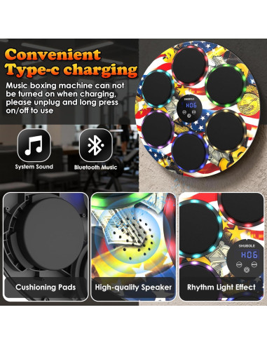 Máquina de Boxeo Musical SHUBOLE PW-030 con Guantes y LED