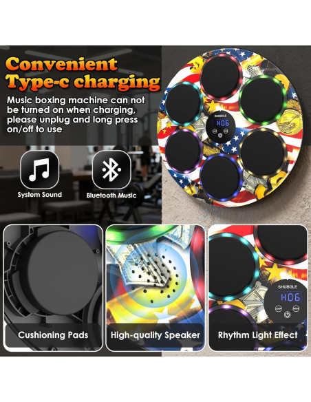 Máquina de Boxeo Musical SHUBOLE PW-030 con Guantes y LED