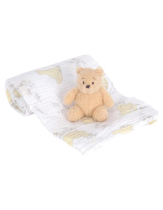 Manta Envueltoria Algodón Lambs & Ivy Winnie Pooh + Peluche