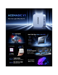 Mini PC ACEMAGIC V1, Intel N95, 16GB RAM, 256GB SSD, 4K 2