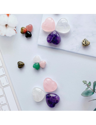 Cristales de Corazón Cuarzo Rosa Amatista Claro QINJIEJIE 3 Pcs