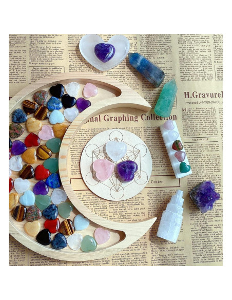 Cristales de Corazón Cuarzo Rosa Amatista Claro QINJIEJIE 3 Pcs