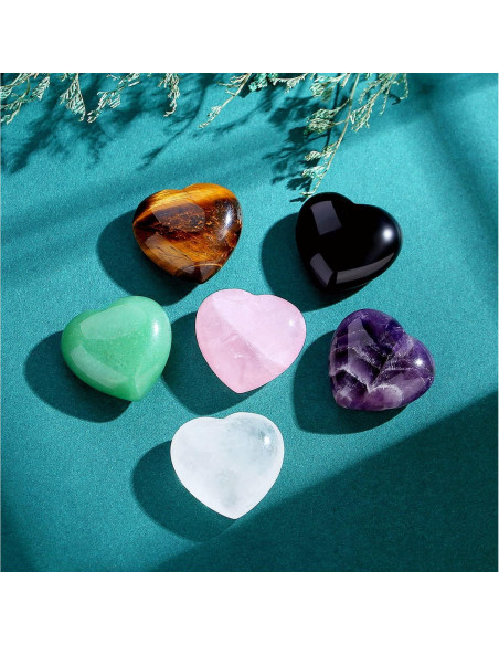 Cristales de Corazón Cuarzo Rosa Amatista Claro QINJIEJIE 3 Pcs