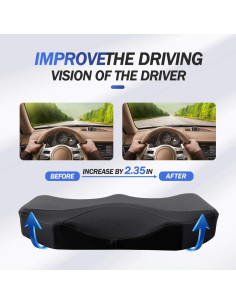 Cojín de Asiento de Coche KINGLETING Espuma Viscoelástica Negro 2