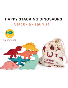 Mentari Dinosaurios Apilables de Madera - Juguete 6 Piezas 20x20 cm 2