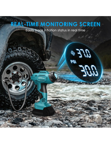 Inflador de Neumáticos ACROPOW 18V Inalámbrico Digital