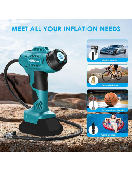 Inflador de Neumáticos ACROPOW 18V Inalámbrico Digital
