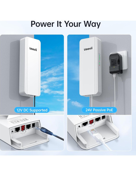 Kit Puente Inalámbrico UeeVii CPE5824 2.4G 5.8G 5KM IP65