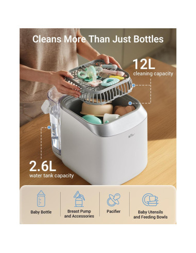 Lavadora de Biberones Bear Pro QXJ-C05F3 - 4 en 1 con 90 Tabletas