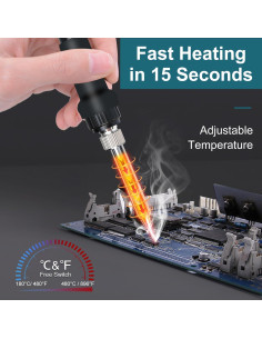 Soldador a Batería Edtran 60W LCD 18V Portátil Ajustable 2