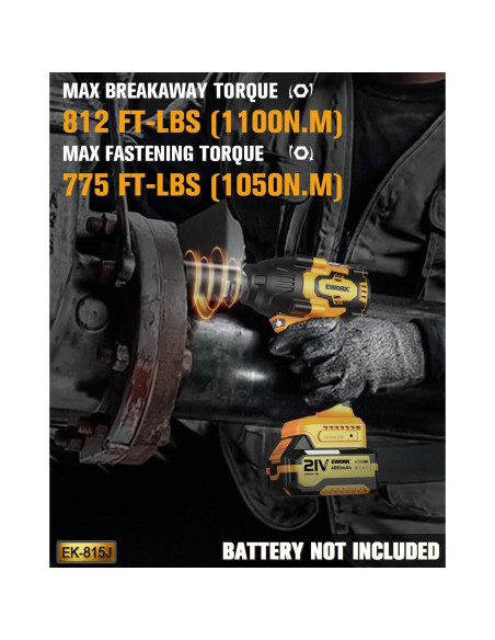 Llave de Impacto Inalámbrica EWORK 21V 1/2" 1055,5 Nm Llave de Impacto Inalámbrica EWORK 21V 1/2" 1055,5 Nm
