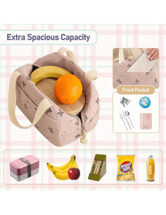 Bolsa de Almuerzo Aislada Baglemon Corduroy 6.65L Rosa 2