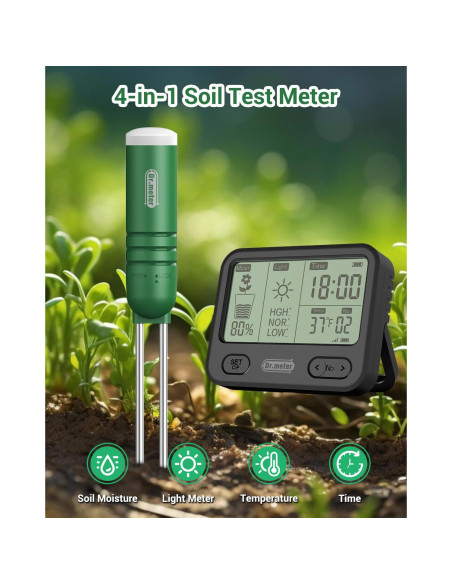 Medidor de Humedad del Suelo 4-en-1 Dr.meter HG01 LCD