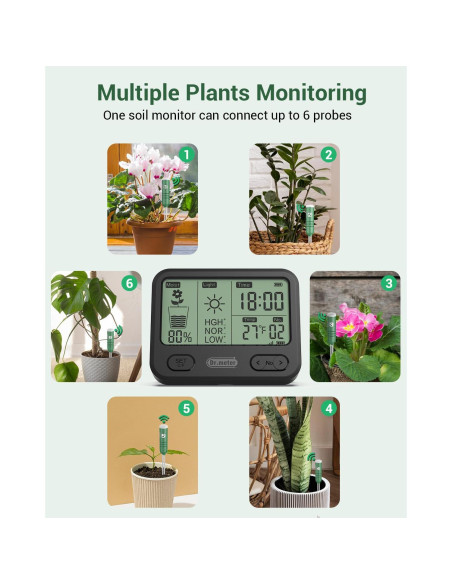 Medidor de Humedad del Suelo 4-en-1 Dr.meter HG01 LCD