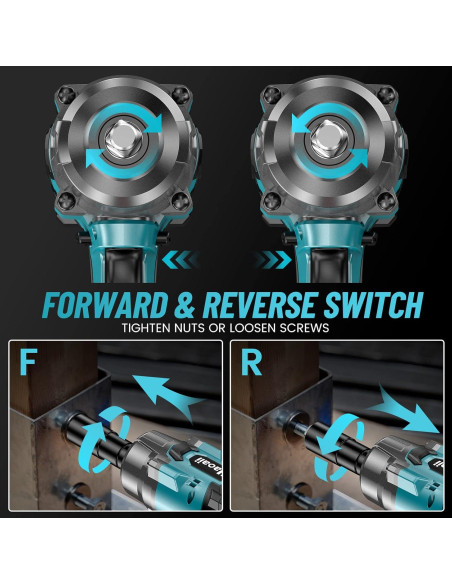 Llave de impacto Uaoaii IW800 1000N.m 2 Baterías 4.0Ah